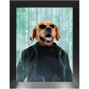 Neo Barksist - The Matrix Inspired Custom Pet Portrait Framed Satin Paper Print