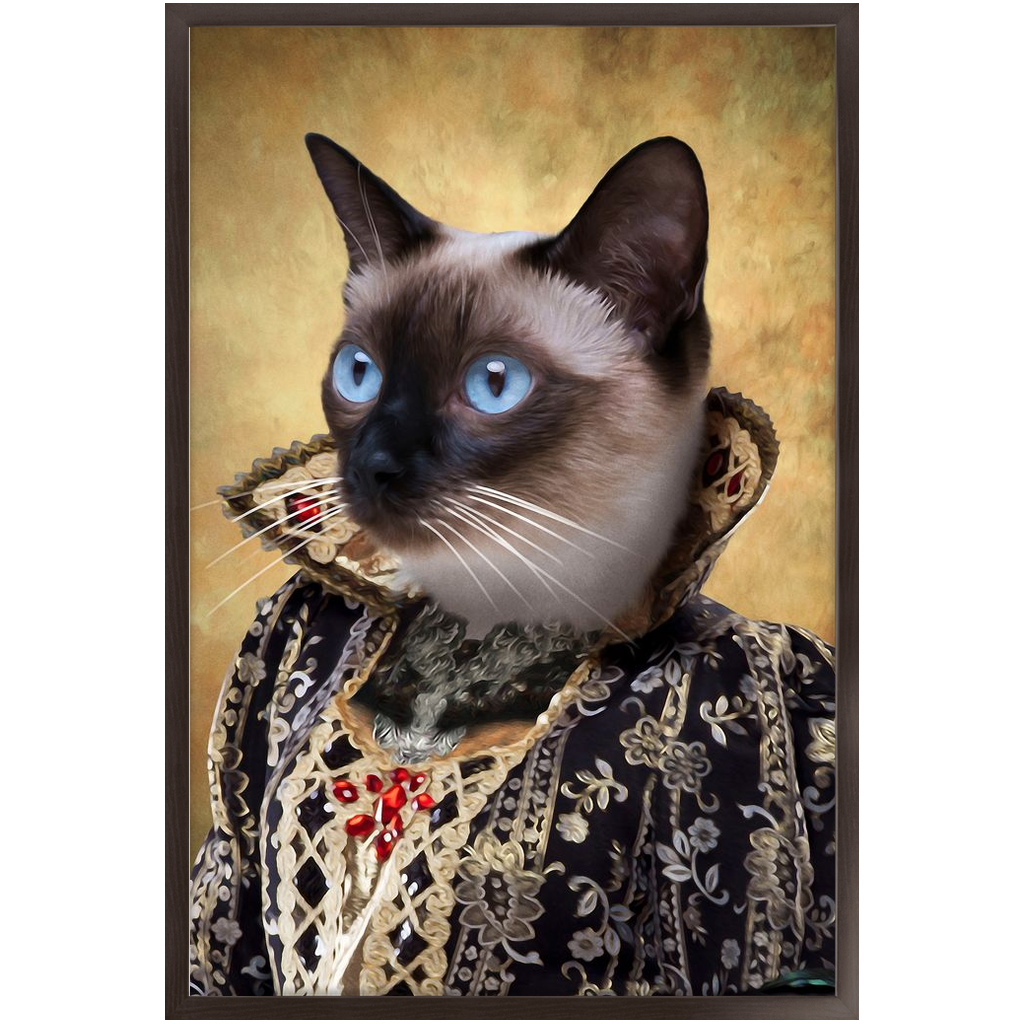 Countess Crows - Renaissance Inspired Custom Pet Portrait Framed Satin Paper Print