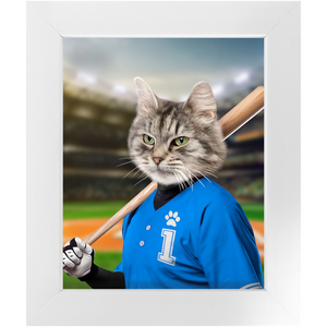 Hard Hitter - Baseball Player & Sports Inspired Custom Pet Portrait Framed Satin Paper Print