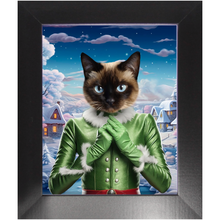 Load image into Gallery viewer, SNOWFLAKE - Christmas elf Inspired Custom Pet Portrait Framed Satin Paper Print