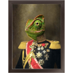 GENERAL LEE AMESS - Renaissance Inspired Custom Pet Portrait Framed Satin Paper Print