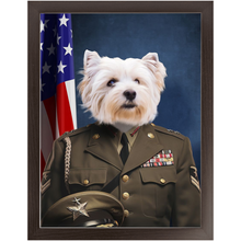 Load image into Gallery viewer, GENERAL I. ZING - Military General Inspired Custom Pet Portrait Framed Satin Paper Print