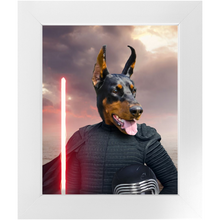 Load image into Gallery viewer, Bark Lord - Kylo Ren &amp; Star Wars Inspired Custom Pet Portrait Framed Satin Paper Print
