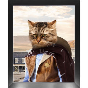 High Loon - Cowboys, Sheriff & Wild West Inspired Custom Pet Portrait Framed Satin Paper Print