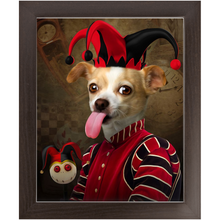 Load image into Gallery viewer, Jest Kidding - Jester, Clowns &amp; Renaissance Inspired Custom Pet Portrait Framed Satin Paper Print