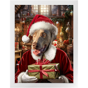 PANTA PAWS - Christmas, Santa & Elf Inspired Custom Pet Portrait Framed Satin Paper Print