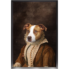 Load image into Gallery viewer, BARONESS OF BROWN - Renaissance Inspired Custom Pet Portrait Framed Satin Paper Print