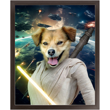 Load image into Gallery viewer, LIGHT REY IN SPACE - Rey Skywalker &amp; Star Wars Inspired Custom Pet Portrait Framed Satin Paper Print