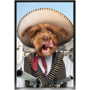 A Pawfull Of Pesos - Mexican Bandit Inspired Custom Pet Portrait Framed Satin Paper Print