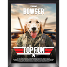 Load image into Gallery viewer, TOP FUN Movie Poster - Top Gun Inspired Custom Pet Portrait Framed Satin Paper Print