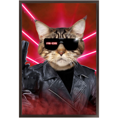 Kyle B Bakk - Arnold Schwarzenegger The Terminator Inspired Custom Pet Portrait Framed Satin Paper Print