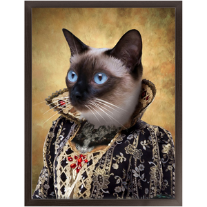 Countess Crows - Renaissance Inspired Custom Pet Portrait Framed Satin Paper Print