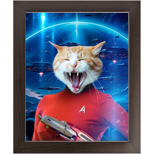 OH HOORAY IN SPACE - Star Trek Inspired Custom Pet Portrait Framed Satin Paper Print