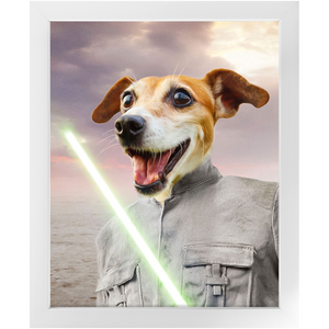 Fluke Carchaser - Jedi Luke Skywalker & Star Wars Inspired Custom Pet Portrait Framed Satin Paper Print