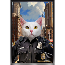 Load image into Gallery viewer, ON THE BEAT - Police Uniform Inspired Custom Pet Portrait Framed Satin Paper Print