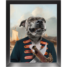 Load image into Gallery viewer, The Squashbuckler - Swashbuckler &amp; Pirate Inspired Custom Pet Portrait Framed Satin Paper Print