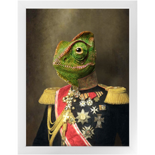 Load image into Gallery viewer, GENERAL LEE AMESS - Renaissance Inspired Custom Pet Portrait Framed Satin Paper Print