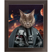 Load image into Gallery viewer, BATH EVADER IN SPACE - Darth Vader &amp; Star Wars Inspired Custom Pet Portrait Framed Satin Paper Print