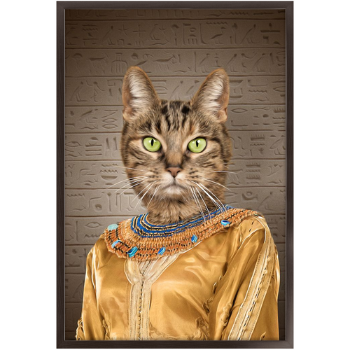 Cleopatme - Cleopatra of Egypt Inspired Custom Pet Portrait Framed Satin Paper Print
