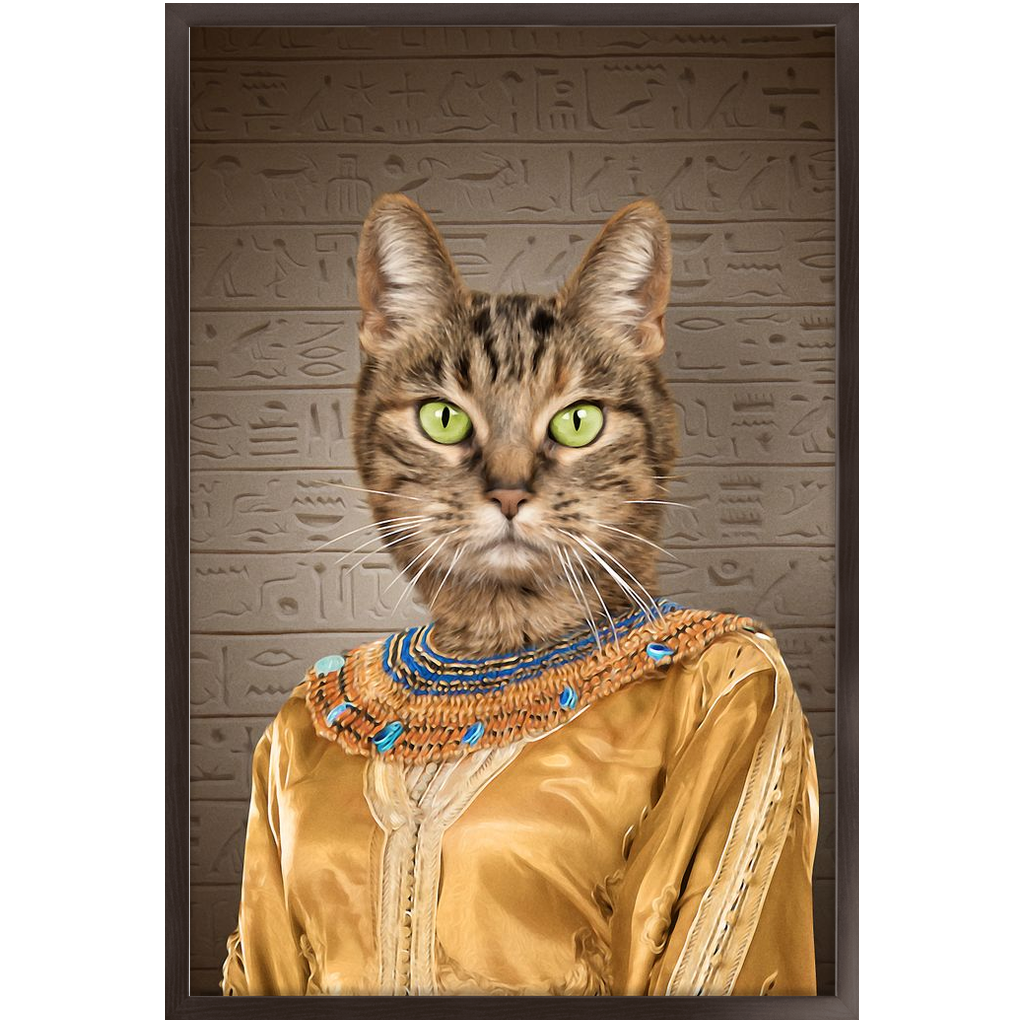 Cleopatme - Cleopatra of Egypt Inspired Custom Pet Portrait Framed Satin Paper Print