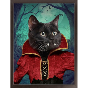 Vampiracle - Halloween & Vampires Inspired Custom Pet Portrait Framed Satin Paper Print