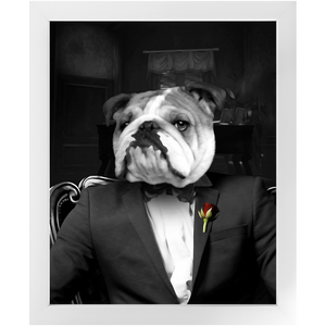 The Dogfather - Godfather, Gangster & Mafia Inspired Custom Pet Portrait Framed Satin Paper Print