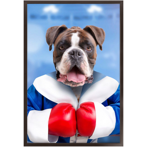Underdog- Boxing & Sports Inspired Custom Pet Portrait Framed Satin Paper Print