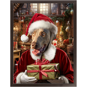 PANTA PAWS - Christmas, Santa & Elf Inspired Custom Pet Portrait Framed Satin Paper Print