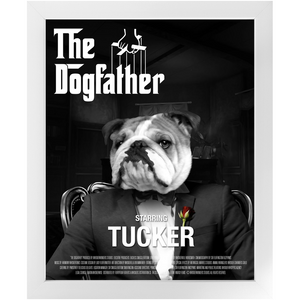 THE DOGFATHER Movie Poster - The Godfather Inspired Custom Pet Portrait Framed Satin Paper Print