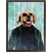 Load image into Gallery viewer, Neo Barksist - The Matrix Inspired Custom Pet Portrait Framed Satin Paper Print