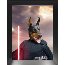Load image into Gallery viewer, Bark Lord - Kylo Ren &amp; Star Wars Inspired Custom Pet Portrait Framed Satin Paper Print