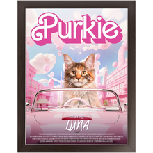 Load image into Gallery viewer, PURKIE Movie Poster - Barbie Inspired Custom Pet Portrait Framed Satin Paper Print