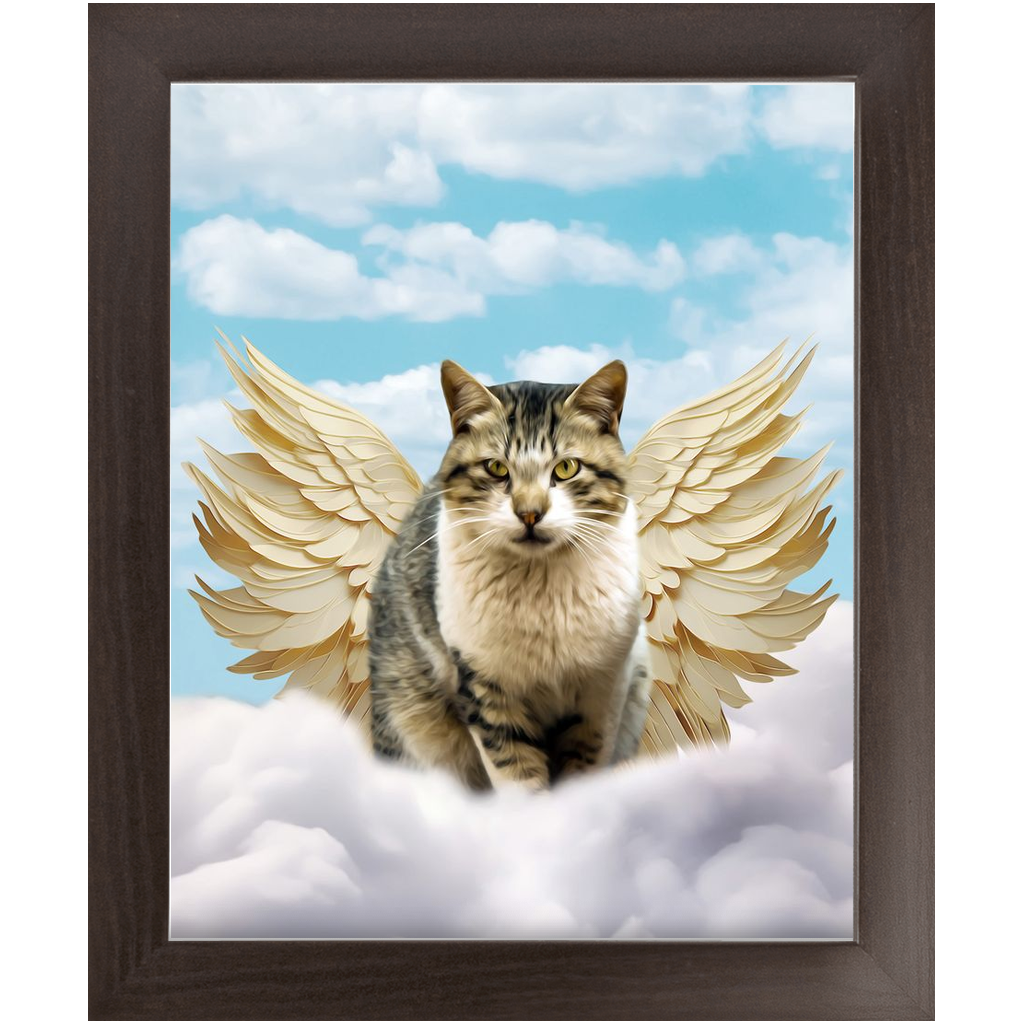 Golden Angel - Heavenly Angels Inspired Custom Pet Portrait Framed Satin Paper Print