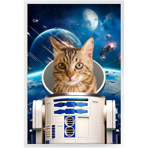 R.2.D.TOO IN SPACE - R2D2 & Star Wars Inspired Custom Pet Portrait Framed Satin Paper Print