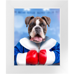 Underdog- Boxing & Sports Inspired Custom Pet Portrait Framed Satin Paper Print