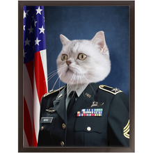 Load image into Gallery viewer, COMMANDEAR - Military Air Force Officer Inspired Custom Pet Portrait Framed Satin Paper Print