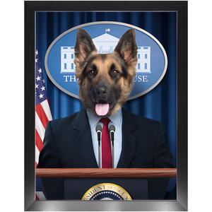 Pawsential - Dog As President Custom Pet Portrait Framed Satin Paper Print