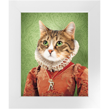 Load image into Gallery viewer, Lady Pluck - Renaissance Inspired Custom Pet Portrait Framed Satin Paper Print