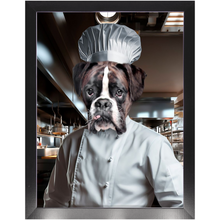 Load image into Gallery viewer, MAKING A MEAL OF IT - Chef &amp; Cook Inspired Custom Pet Portrait Framed Satin Paper Print