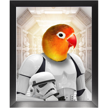 Load image into Gallery viewer, Storm Blooper - Storm Trooper &amp; Star Wars Inspired Custom Pet Portrait Framed Satin Paper Print