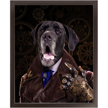 Load image into Gallery viewer, A Fist Of It - Steampunk, Victorian Era Inspired Custom Pet Portrait Framed Satin Paper Print