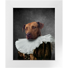 Load image into Gallery viewer, Duchess Courage - Renaissance Inspired Custom Pet Portrait Framed Satin Paper Print