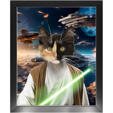 Load image into Gallery viewer, FLUKE CARCHASER IN SPACE - Jedi Luke Skywalker &amp; Star Wars Inspired Custom Pet Portrait Framed Satin Paper Print