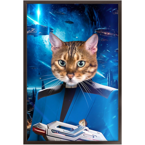 BONE CRUSHER IN SPACE - Star Trek Inspired Custom Pet Portrait Framed Satin Paper Print