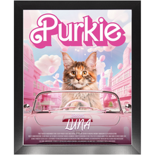 Load image into Gallery viewer, PURKIE Movie Poster - Barbie Inspired Custom Pet Portrait Framed Satin Paper Print