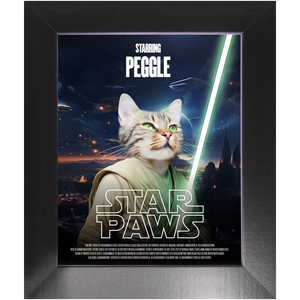 STAR PAWS Movie Poster - Star Wars Inspired Custom Pet Portrait Framed Satin Paper Print