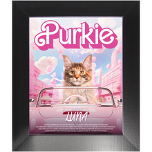 Load image into Gallery viewer, PURKIE Movie Poster - Barbie Inspired Custom Pet Portrait Framed Satin Paper Print