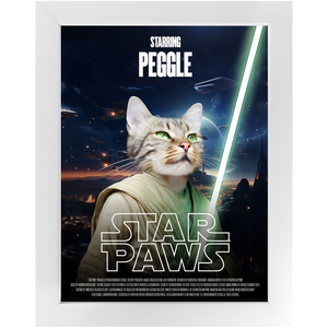 STAR PAWS Movie Poster - Star Wars Inspired Custom Pet Portrait Framed Satin Paper Print