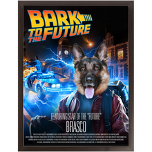 Load image into Gallery viewer, BARK TO THE FUTURE Movie Poster - Scarface Inspired Custom Pet Portrait Framed Satin Paper Print