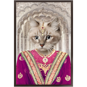 Devilicious - Royal Indian Princess Inspired Custom Pet Portrait Framed Satin Paper Print